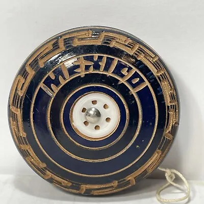 Vintage Wooden Yo-yo Hand Carved Mexico With String Dark Blue • $7.69
