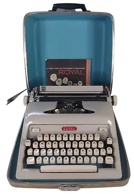 Near Mint Rare MCM Mod 1950s Vintage Royal Futura 600 Typewriter Gray W/ Case • $210