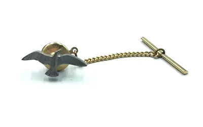 Vintage Gold Tone Pewter Dove  Simple Classic Tie Chain Clip Tack • $10
