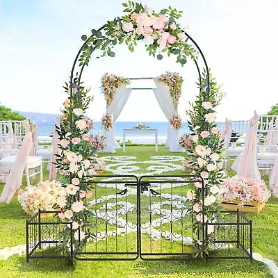 Garden Arbor Metal Arch With Gate & Plant Box Wedding Arch Party Decoration • $89.99