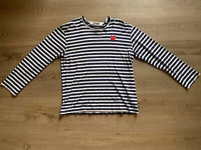 Comme Des Garcons Play Long Sleeve Striped T Shirt Black/White Men’s Size XL • $37.95