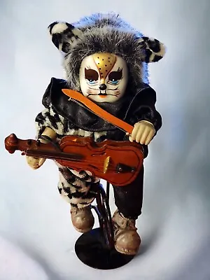 Vtg Leopard Cat Jester Circus Clown Porcelain Artist Doll Unicycle Music Mardi  • $33.99
