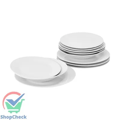$8.85 • Buy 12 Piece White Dinner Set: 4x Dinner Plates 4x Side Plates 4x Bowls Dining White