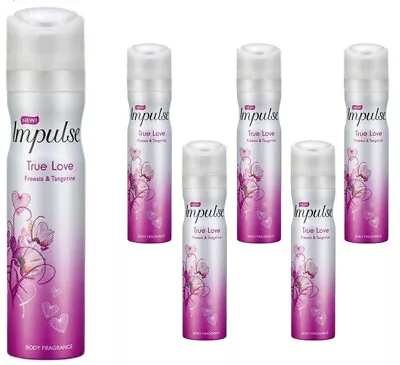 IMPULSE BODY FRAGRANCE 75ml SPRAY TRUE LOVE FREESIA & TANGERINE  X 6 • £11.66