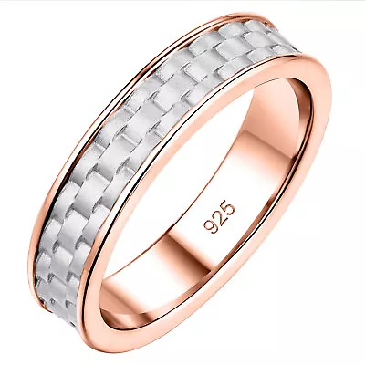 Mens Vintage Wedding Band Hammered Sterling Silver Rings Rose Gold Promise Rings • $35.99