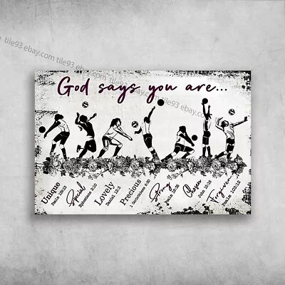 Volleyball Player - God Says You Are Unique Special Lovely Precious Stron... • $14.52