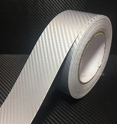 Adhesive Tape Vehicle 3D Silver Texture Carbon Fiber Vinyl Wrap Sticker Sheet VL • £64.85