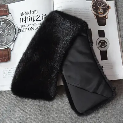 Real Mink Fur Collar Men Winter Coat Scarf Accessory Women Jacket Fur Collar • $57.88