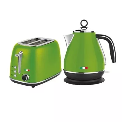 Vintage Electric Kettle & 2 Slice Toaster SET Combo Stainless Steel Lime Green • $129.99