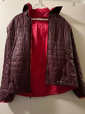 Eddie Bauer Women's First Ascent Light Puffy Coat Size M Purple And Reversible • $29.99