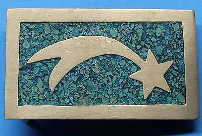 Vintage Inlaid Turquoise Shooting Star Belt Buckle Taxco Mexico (USED CONDITION) • $59.99