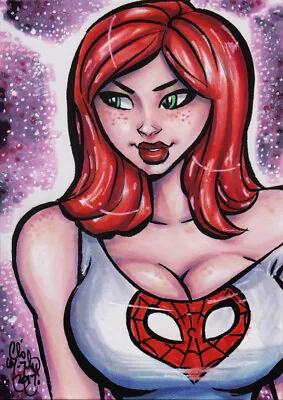 MARY JANE SPIDER-MAN Sketch Card Original Art B Chris McJunkin APRIL MEGA SALE! • $54.99