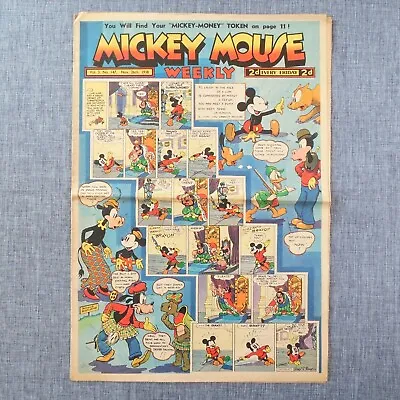 1938 Mickey Mouse Weekly Comics Vol. 3 No. 147 Walt Disney Vintage Newspaper • $49.99