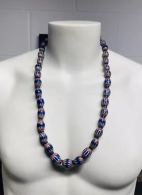 Vintage Venetian Blue Chevron African Trade Beads 38 Beautiful Beads • $349.97