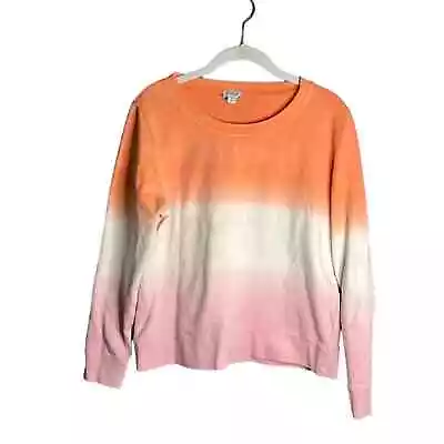 J. Crew Dip Dye Pink And Orange Crewneck Pullover Sweatshirt Size Medium • $20
