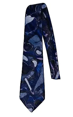 NWOT Mercedes Men’s Blue Violet Abstract Print Woven Satin Handmade Neck Tie • $15.31