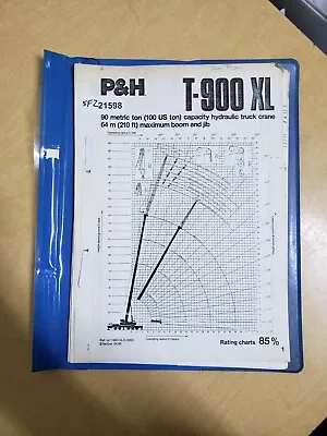 P&H T-900 XL Crane Rating Chart And Hydraulic Schematics (Partial) • $22.76