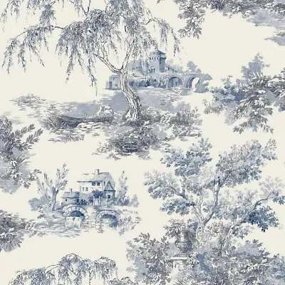 Grandeco Life Toile Blue Wallpaper A69802 - French Vintage Toile De Jouy • £12.49