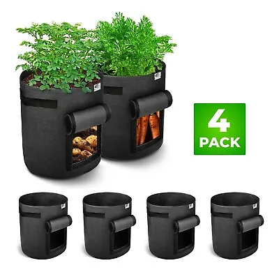 £12.98 • Buy |MOBA| UK Premium Potato & Vegetable Grow Bags | Black | 4 Pack 10 Gallon 2mm