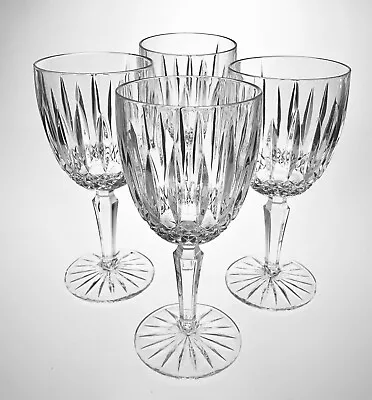  Mikasa Water Goblet Glass Old Dublin Vertical Criss Cross Cuts 4Pc • $76.68