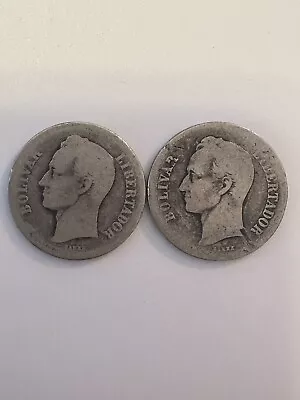 Silver Coins (2) 1926 Venezuela 2 Bolivares • $9.90