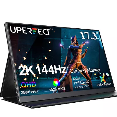 UPERFECT 17.3  144Hz Portable Gaming Monitor 2560*1440 16:9 USB C Gaming Display • $299.99