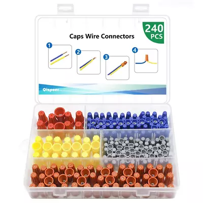 240 Pcs Electrical Twist Wiring Screw Caps Assortment Wire Connectors Nuts Kit • $12.72