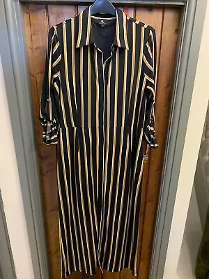 K DESIGN Ladies Shirt Dress Striped Long Lined SMALL  • £13.75