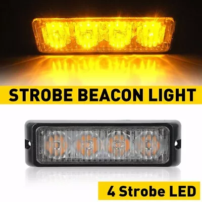 1PCS Amber/Yellow 4LED Car Truck Warning Hazard Flashing Beacon Strobe Light Bar • $9.99