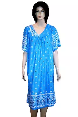 Women's Plus Size MuMu Lingerie Short Nightgown House 1X 5X Blue • $15.98