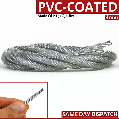 £0.99 • Buy 3mm 7x7 Galvanised Steel PVC Rubber Coated Wire Rope Cable Balustrade Cable Metr
