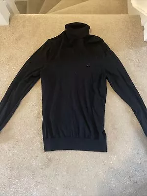 Tommy Hilfiger Mens Roll Neck Jumper Black Size M ONLY WORN ONCE • £9.99