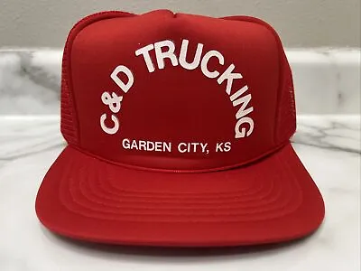 Vintage Trucker Hat Mesh Back C&D Trucking Moving Transport Co Garden City KS • $8.99