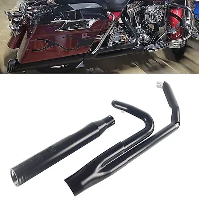 Black 2 Into 1 Exhaust Pipe For Harley Davidson 2017-UP Touring Street Glide • $499.99