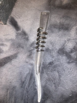 £25 • Buy 18inch Vintage Art Glass Horn  Silver Detailing Signed Signed Hand Blown Unique