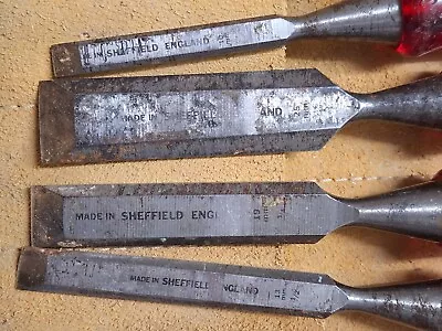 Vintage Marples Sheffield Steel Chisels Shatterproof Handles 4 • £45