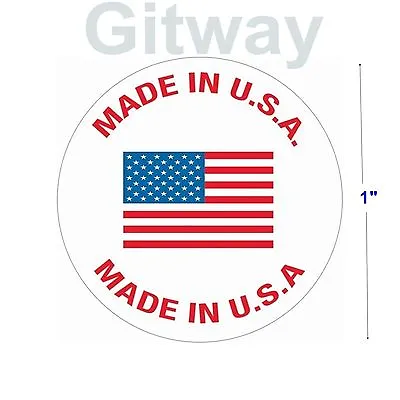 $9.39 • Buy 500 Roll Of Made In U.S.A. 1  Diameter Labels Stickers With USA Flag In Center