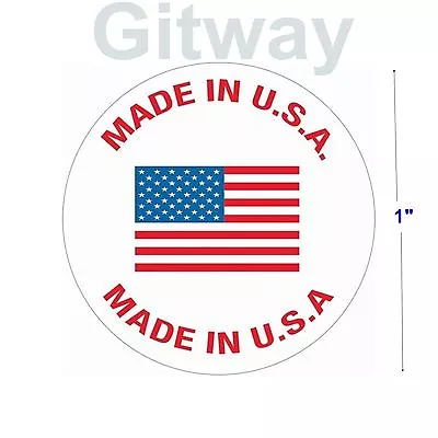 500 Roll Of Made In U.S.A. 1  Diameter Labels Stickers With USA Flag In Center • $9.39