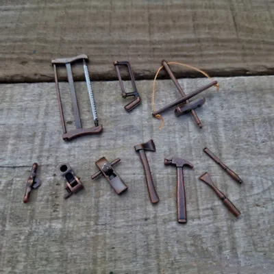 10PC 1:12 Scale Dollhouse Miniature Farm Carpenter Tools Kit Metal Accessories • $9.49