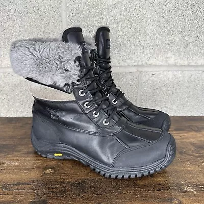 UGG Adirondack II Women Black Leather Winter Waterproof Lined Boots 1906 Sz 10 • $64.95