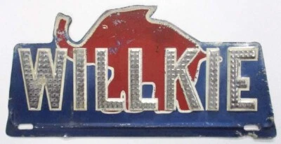 $99.95 • Buy Willkie Elephant 1940 Presidential Campaign FDR Political License Plate Topper