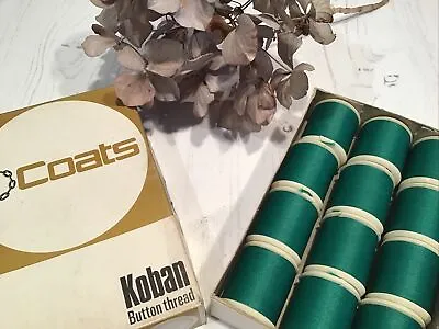 Vintage Coats Koban Button Thread. Original Box. 12 Spools. Forest Green • £4