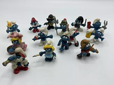 Lot Of 14 Vintage Smurf Figures Good To Fair  Used Condition • $8