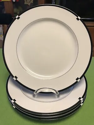 Mikasa Fine China Midnight Salad Plates Set Of 4 Black & White L5542 Lovely • $16