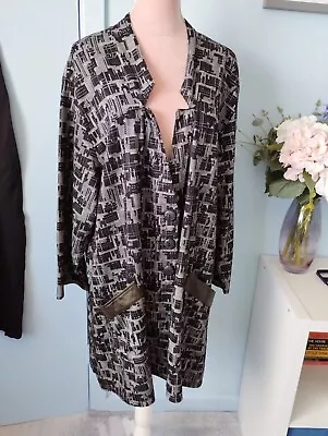 Kasbah Longer Length Lightweight Jacket Black Grey Print Size 24/26  • £9.50