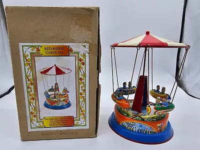 Spinning Red-White Carousel Tin Toy Retro Reproduction Germany W Box 7.5  • $49.99