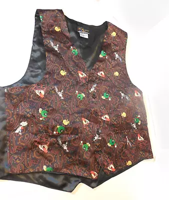 Mens Looney Tunes Mania Suit Vest Steampunk Gothic Waistcoat Size S/Med Silk • $14.99