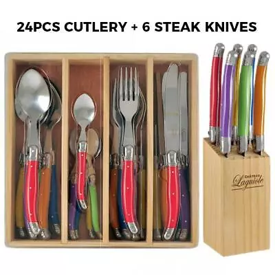 Chateau Laguiole Cutlery Set & Steak Knife Stainless Steel Dinner Multicolor • $167.40