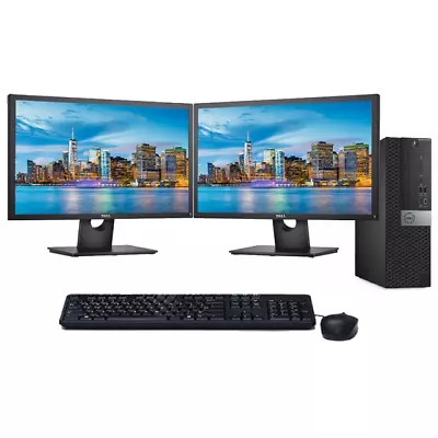 Dell 7040 SFF Desktop PC I7-6700 3.4GHz 16GB RAM 512GB SSD + Dual 24  Monitor • $799.99