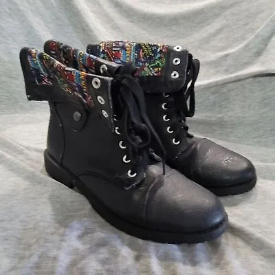 MARVEL COMBAT BOOTS MILITARY STYLE HOT TOPIC BLACK LACE UP Size 11 • $36